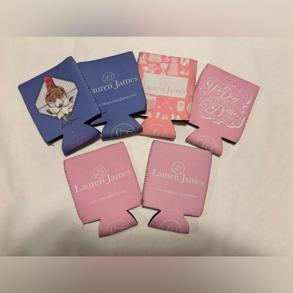 Lauren James 6 can koozies, 4 pink, 2 periwinkle - Picture 2 of 2